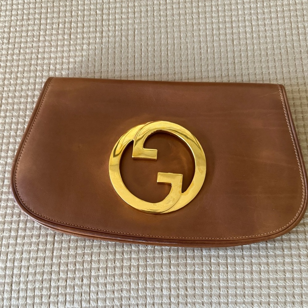 Gucci Tan Leather Bag with Gold Accents
